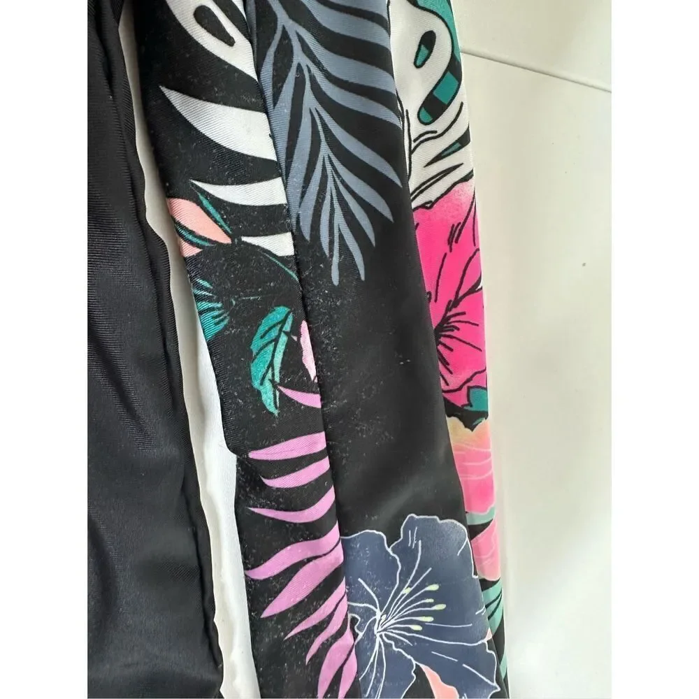 Justice Girl Rash Guard SET 2 pc Black Floral  Swimsuit UPF 50+ Sz16-18(XL)